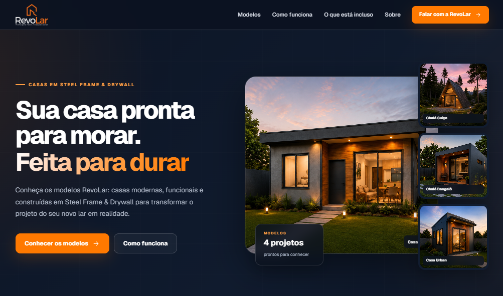 Site institucional RevoLar em um navegador desktop