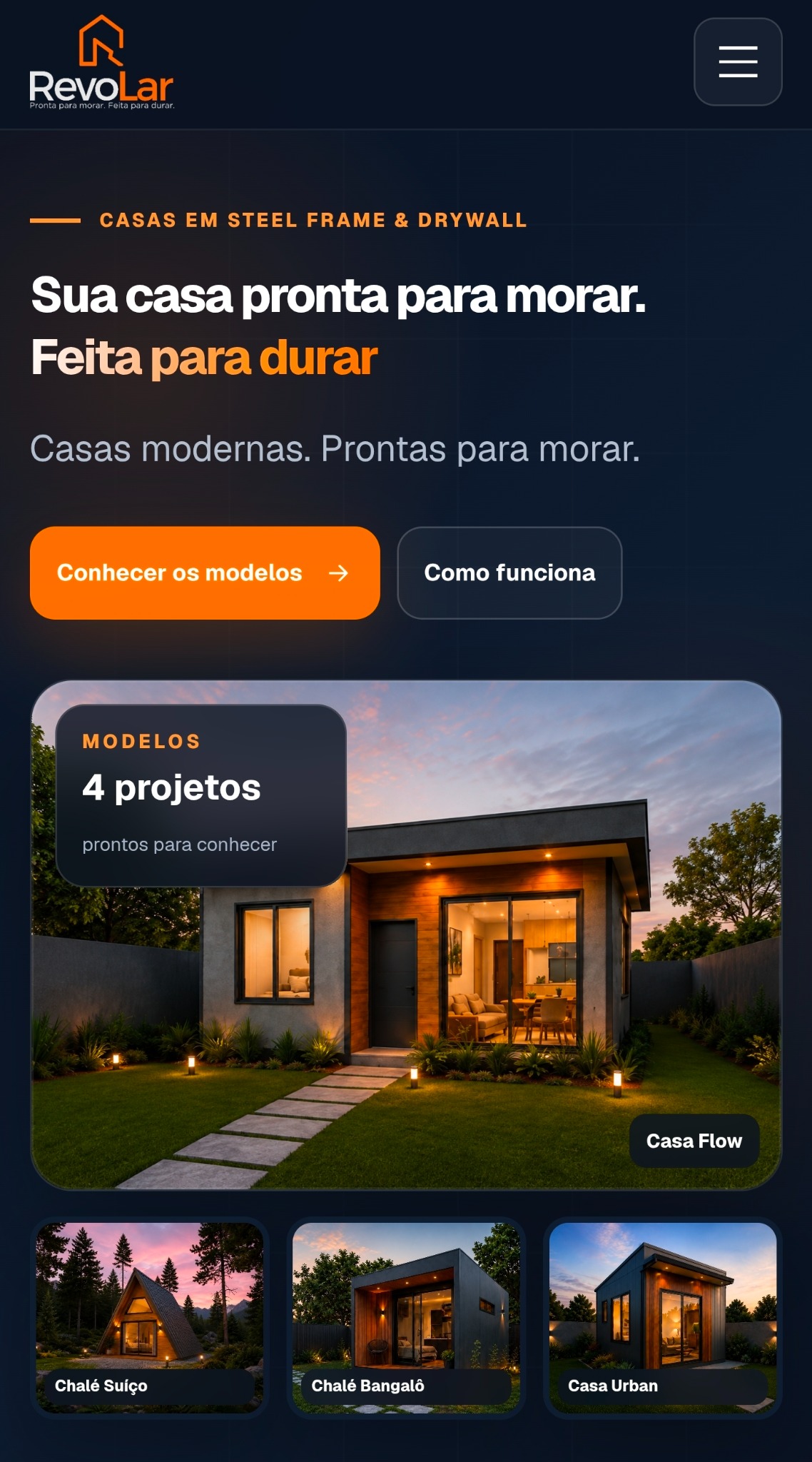Site institucional RevoLar em um smartphone
